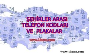 Şehirlerarası Telefon Kodları ve Plakalar